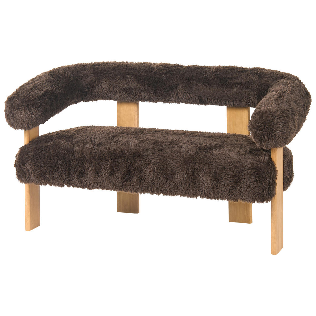 POHOVKA 2-místná Umělá kožešina Tmavě hnědá/Světle hnědá Ilbro - tmavě hnědá, textil (138/76/68cm) - Beliani