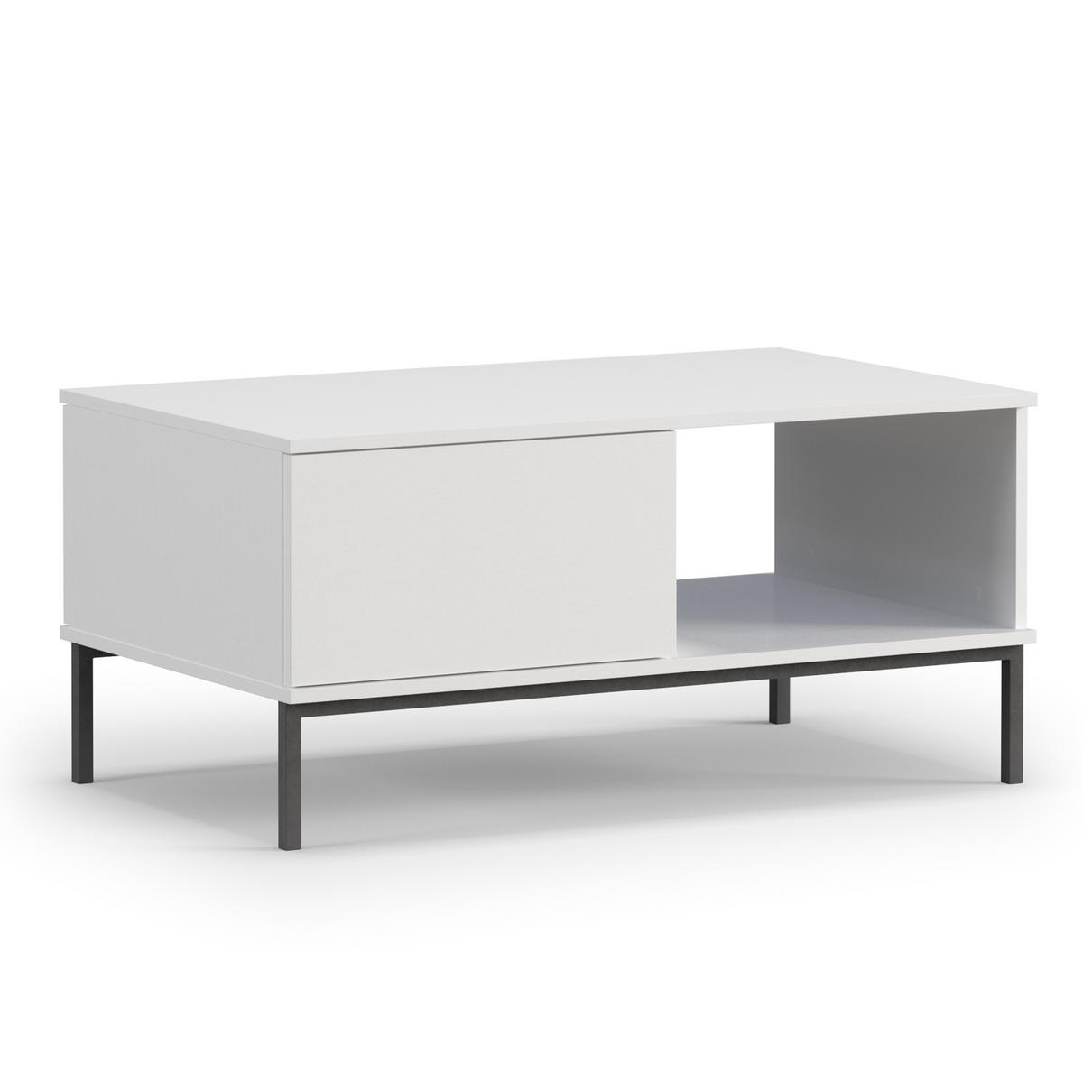 COUCHTISCH Queba 1S Weiß 100/47/60 cm – Couchtisch weiß modern - Schwarz/Weiß, Holzwerkstoff (60/100/47cm) - AX Living