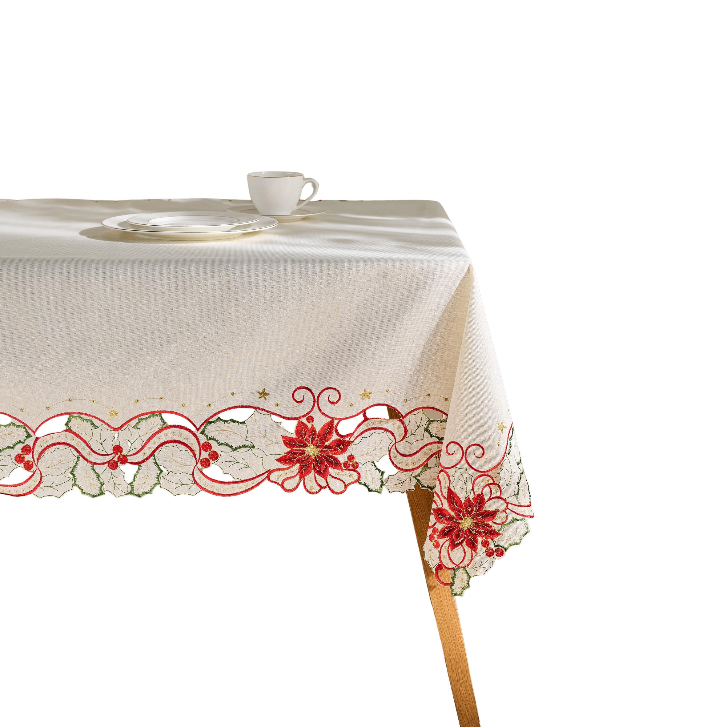 TISCHDECKE Estrelo 145 x 220cm, Gold, Dekorative Tischdeko Weihnacheten, Weihnachtsdeko, Christmas - Goldfarben, Textil (220/145/1cm) - home&you