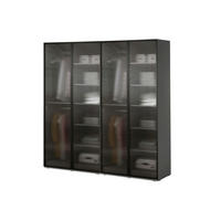 DREHTÜRENSCHRANK - Schrank Minewra 200 - Grau Flutes - Grau, Holzwerkstoff (200/200/51cm) - Möblo
