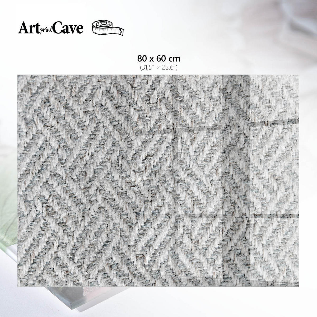 GLASPLATTE 80x60 cm – Graues Fischgrätmuster - Dunkelblau, Glas (0.4/80/60cm) - ArtPrintCave