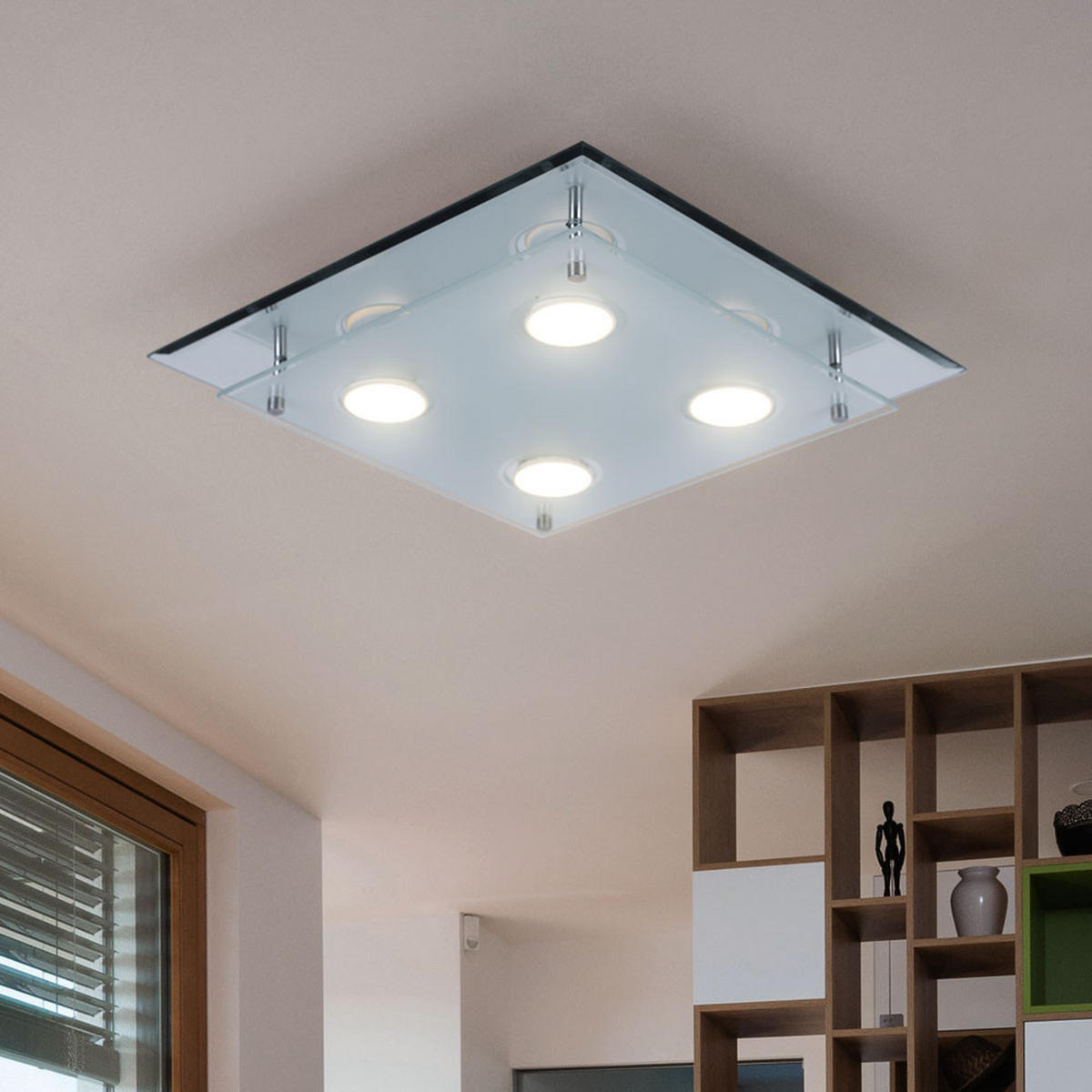 LED DECKENLEUCHTE Chrom Silber ARENA - Silberfarben, Glas (34/34/8cm)