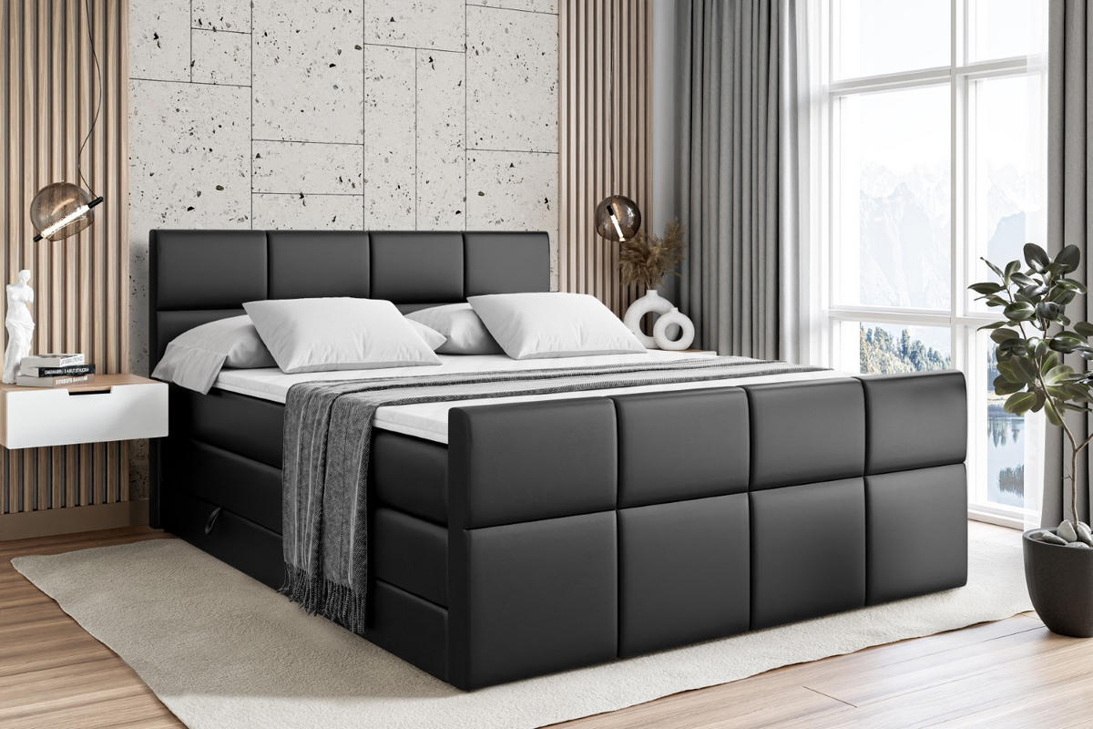 BOXSPRINGBETT ARDENI-Z KING - 140x200 - H3/H4 - Schwarz Hochglanz - Schwarz Hochglanz, Holzwerkstoff (140/200cm) - ALTDECOR