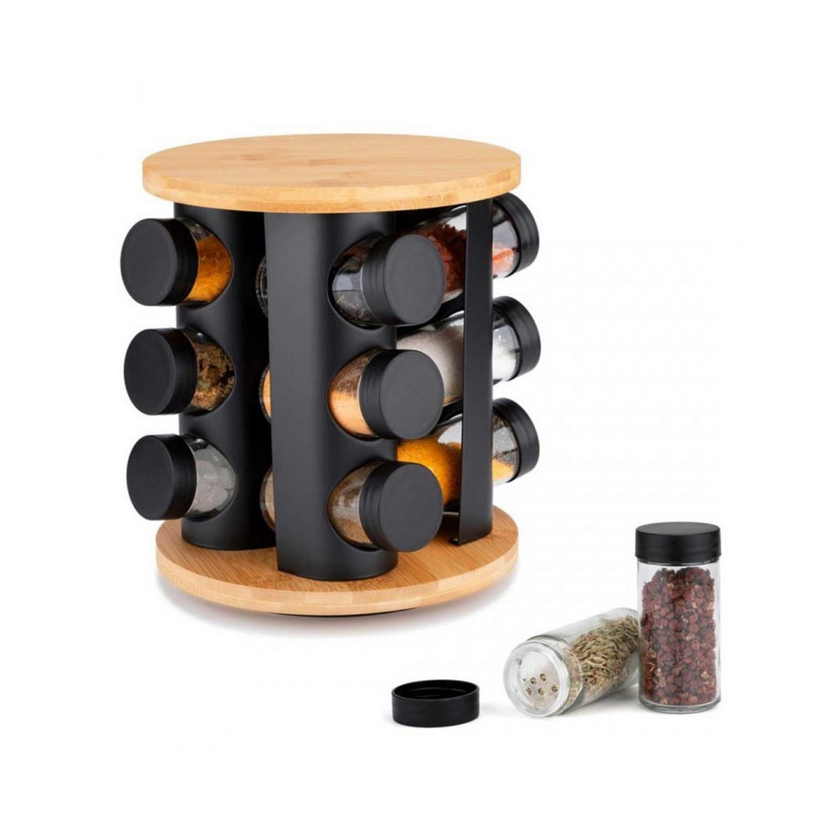 GEWÜRZREGAL Multicolor 19,5/19,5/22,5 cm E825256839 - Schwarz, Naturmaterialien (19.5/22.5/19.5cm) - Elitehoff