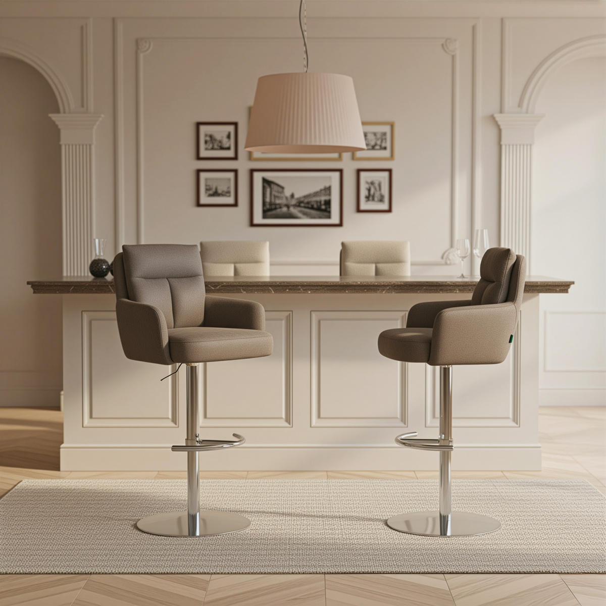BARHOCKER Leo - Taupe/Chromfarben, Textil/Metall (54/96/57cm) - DUBI Möbel