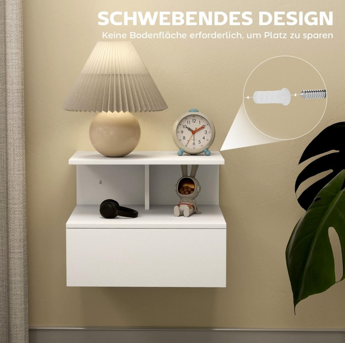 NACHTTISCH 39,8/35/31,6 cm weiß aus Holz mit Schublade - Weiß, Holz (35/31.6/39.8cm) - OKWISH