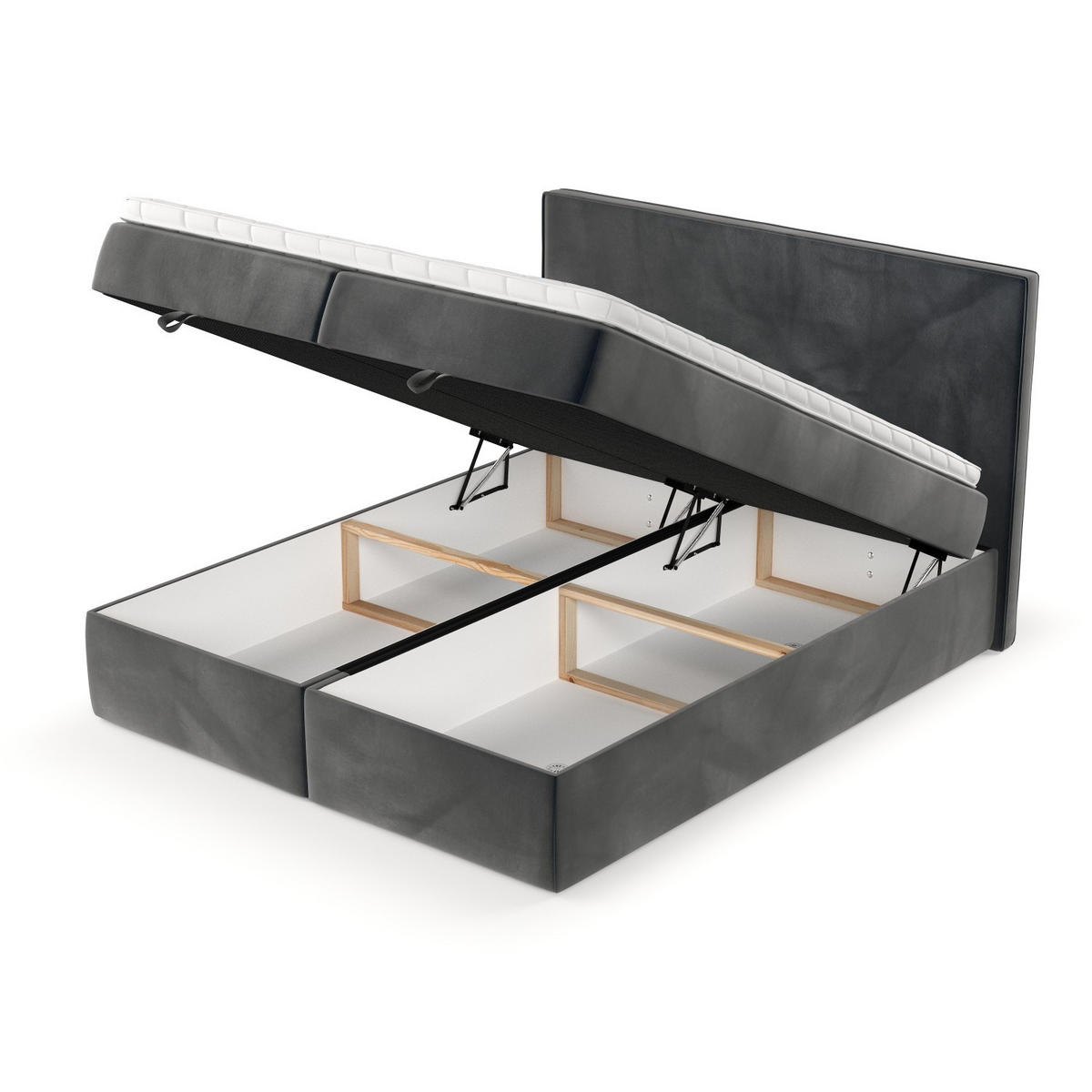 BOXBETT Velma 180/200 cm Anthrazit im Paros Stoff - Anthrazit/Schwarz, Holz/Holzwerkstoff (180/200cm) - AltaBeds