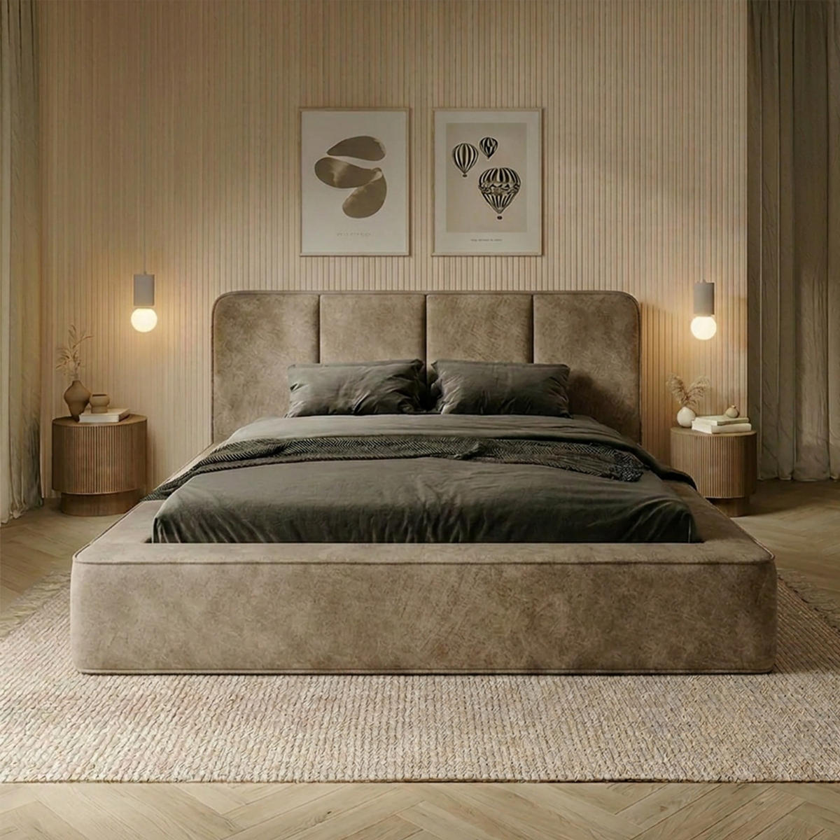 POLSTERBETT RANDELA 200x200 cm, Hellbraun - Braun, Textil (200/200cm) - Fedve