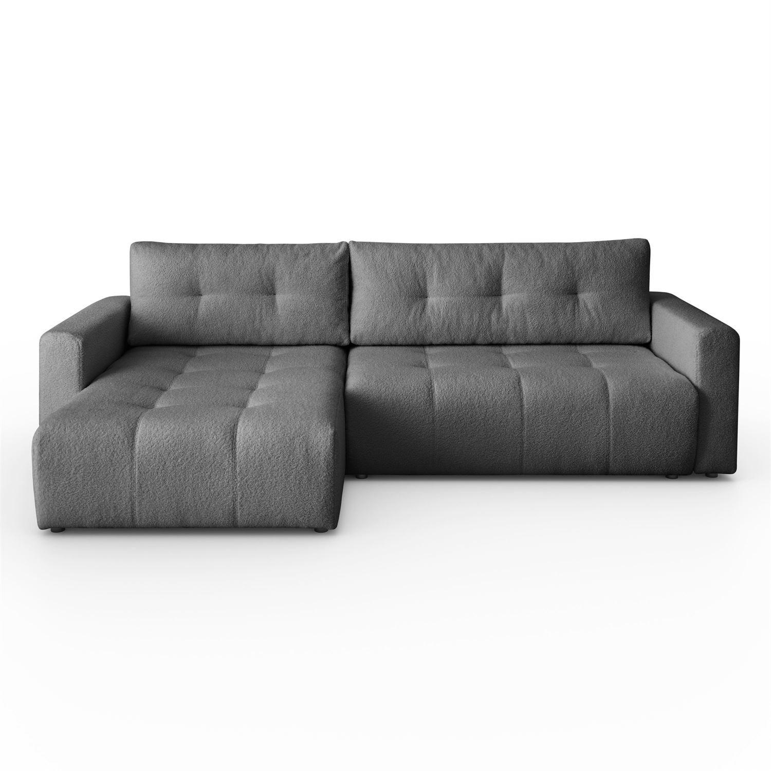 ECKSOFA ASTON mit Schlaffunktion und Bettkasten - Graphitfarben, Textil (261/143cm) - Lookway