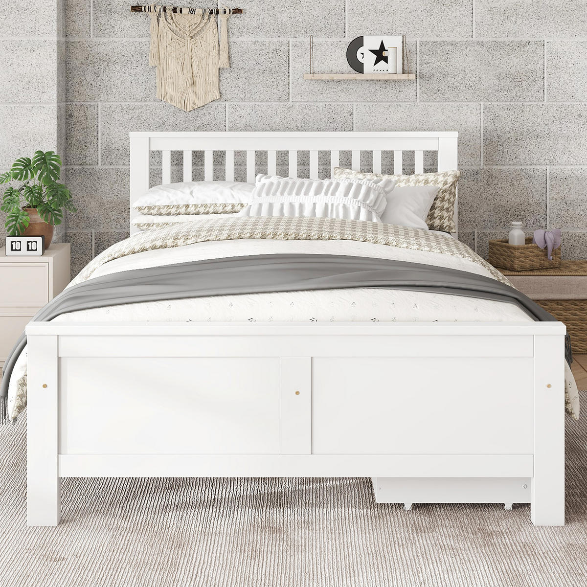 BETT 140x200 cm Holz Schubladen weiß - Weiß, Holz (140/200cm) - LEBENLANG