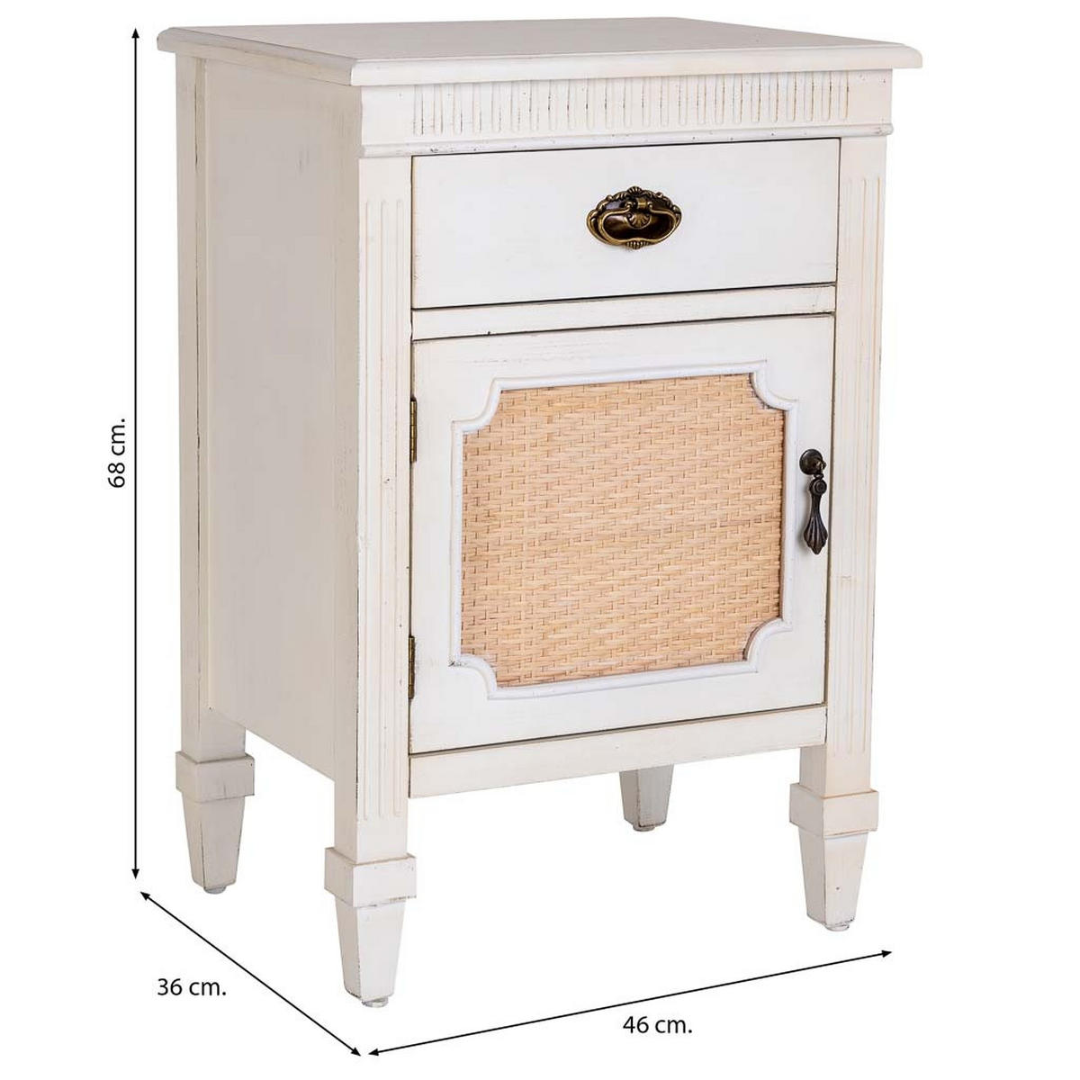 NACHTTISCH aus Holz und Gitter, weiß, 46x36x68cm - Weiß, Holz (46/68/36cm) - Wanderlust
