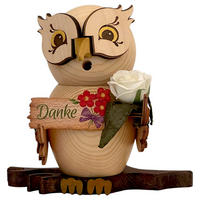 RAUCHFIGUR Eule mit Dankeschild 15 cm - Multicolor, Holz (10/15/10cm)