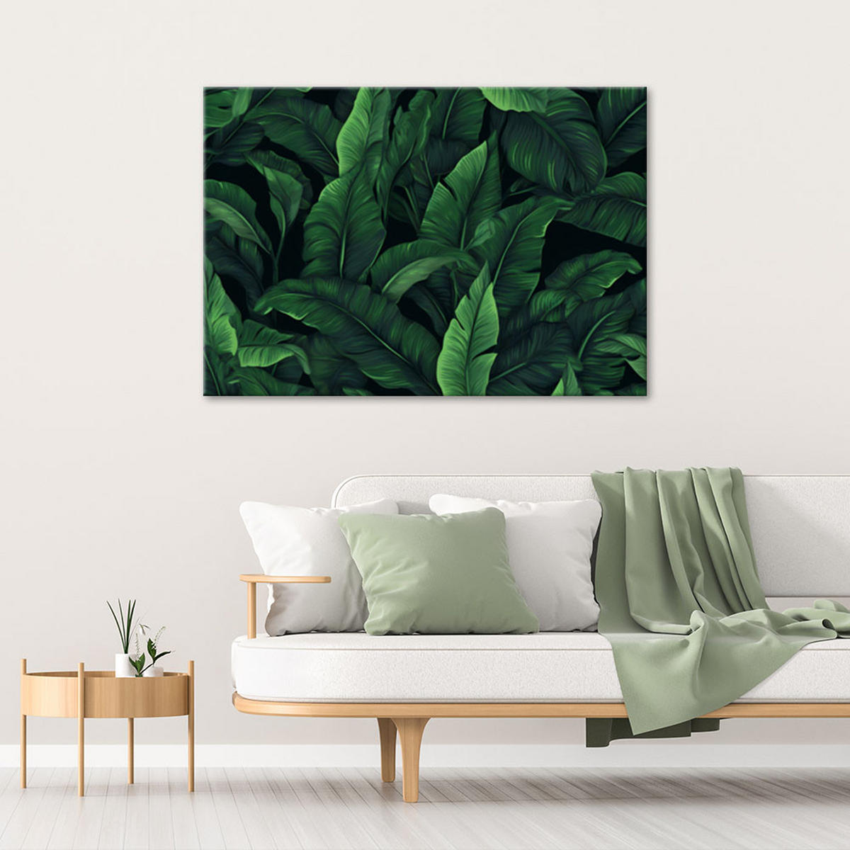 WANDBILD exotische blätter in monochromem grün - Grün, Textil (60/40cm) - Feeby