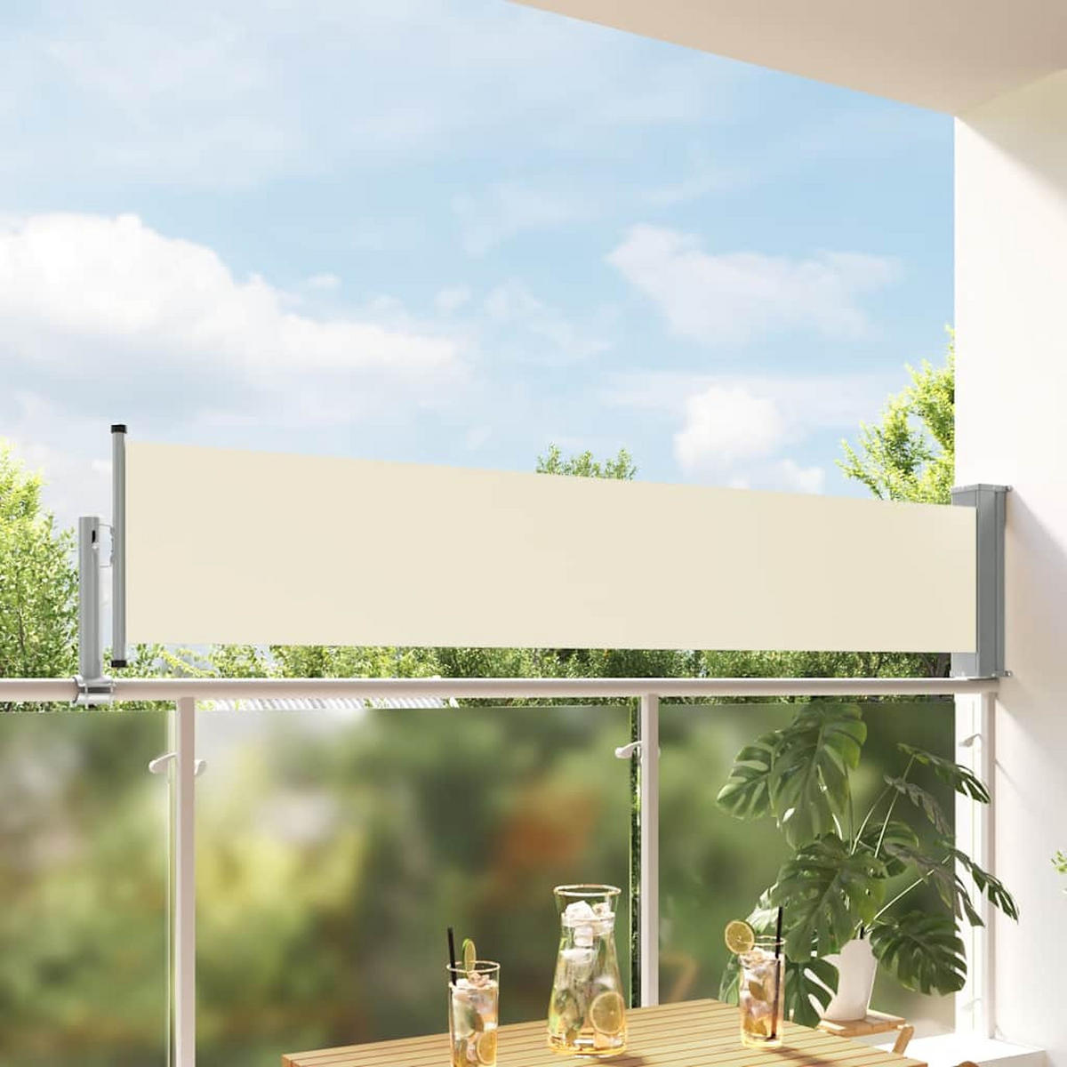 SEITENMARKISE Ausziehbare 60/300 Cm Creme - Creme, Textil (60/300cm) - vidaXL