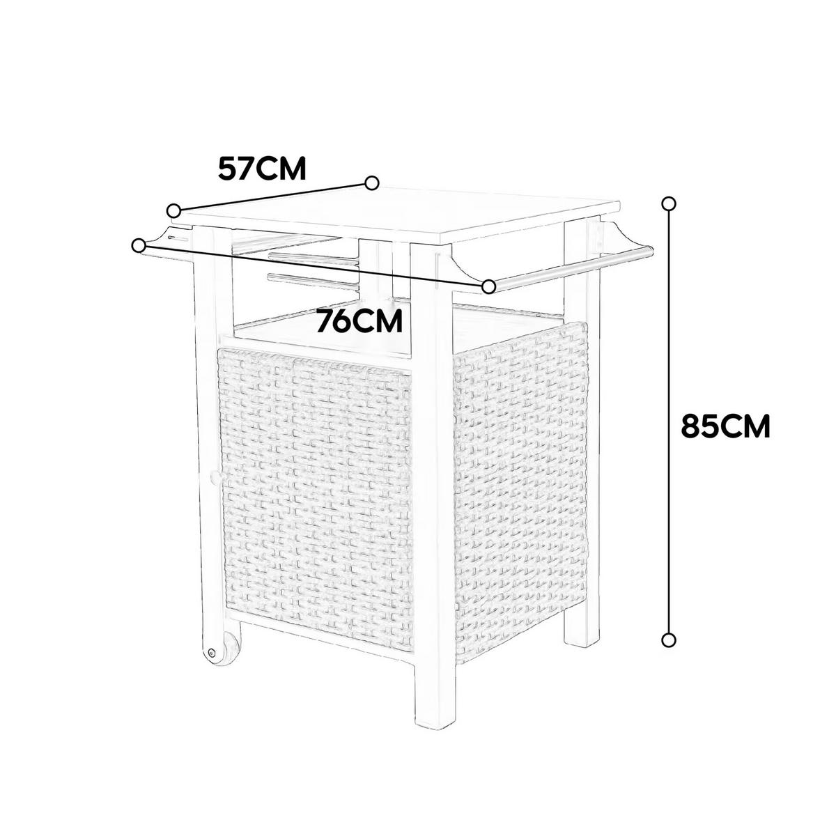 ZAHRADNÍ ODKLÁDACÍ STOLEK 76 cm, hnědý – venkovní servírovací vozík s nerezovou deskou a kolečky - hnědá, kov (57/76/85cm) - Urban Meuble