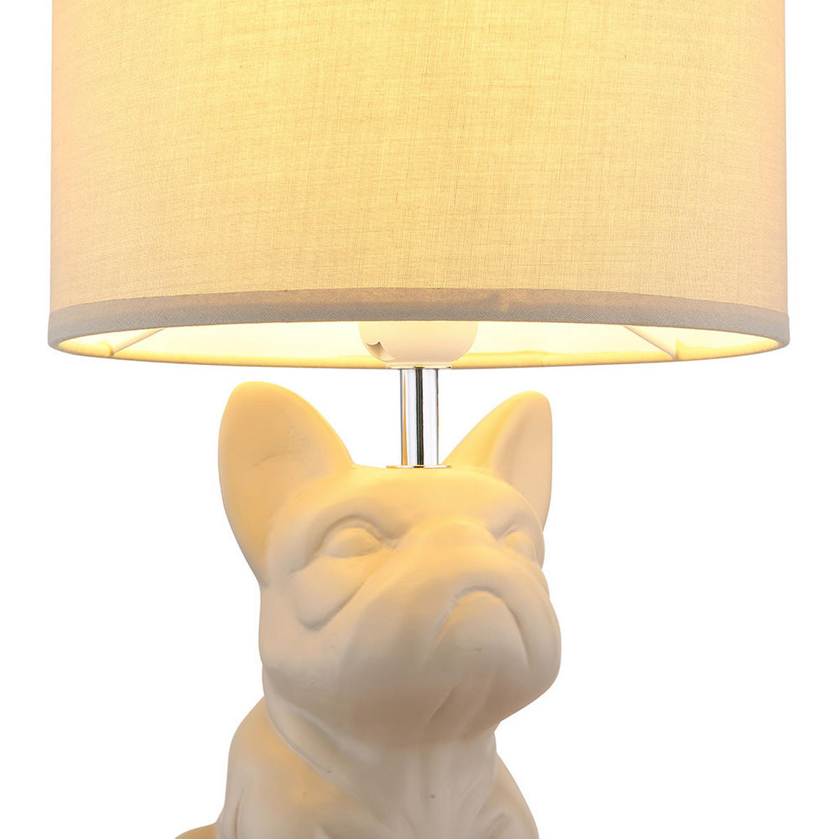 TISCHLEUCHTE Keramik Sandfarben Hunde Design - Beige, Textil (22/22/40cm) - Globo Lighting