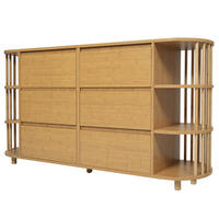 KOMMODE DE-37498 160/40/75 cm mit Säulen und Bambus-Regalen Eiche - Eichefarben, Holzwerkstoff (160/75/40cm) - ComfortXL