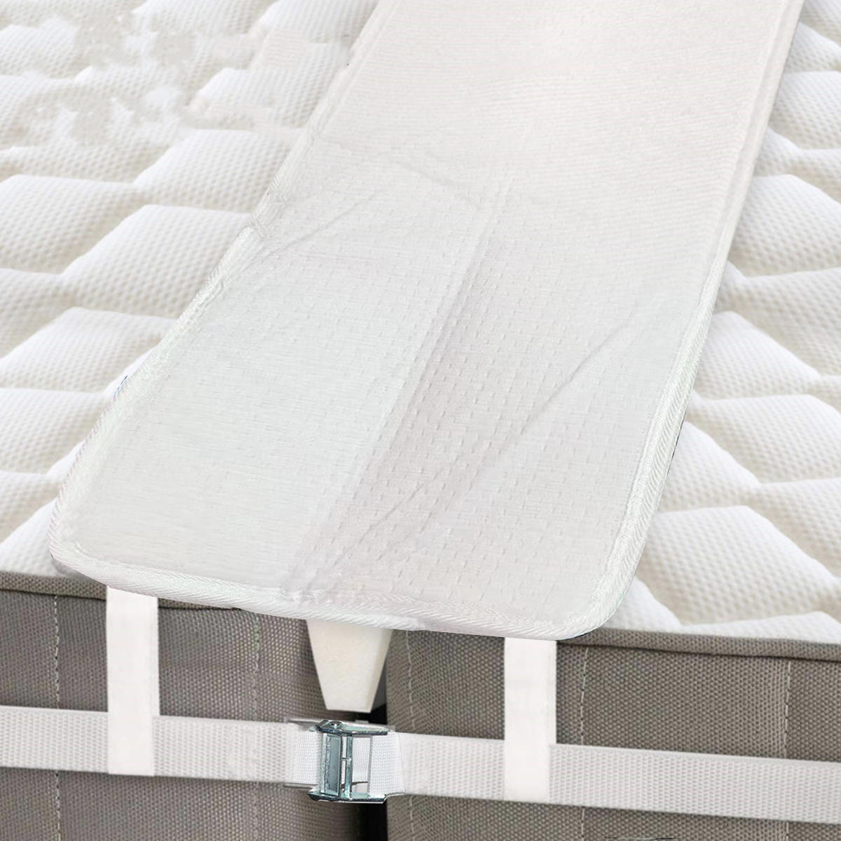 MATRATZENBRÜCKE mit Spanngurt 200cm - Weiß, Textil (25/200cm) - Vercart