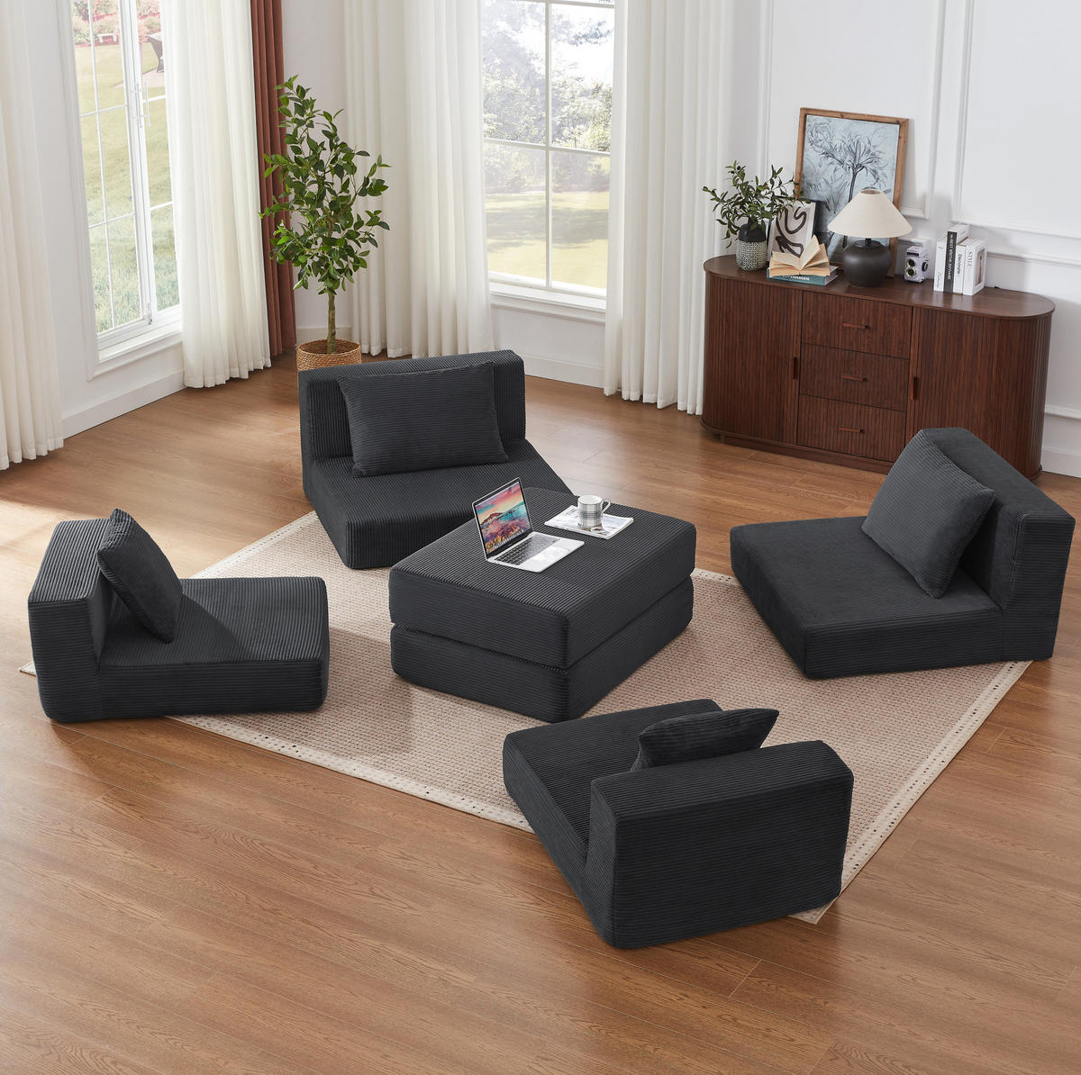 SOFA modulares Design Dunkelgrau - Dunkelgrau, Kunststoff (96/259.5cm) - Meubliv
