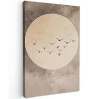 LEINWANDBILD Vogel - Beige - Japanisch 90x140 cm - Taupe, Textil (90/140cm) - MuchoWow