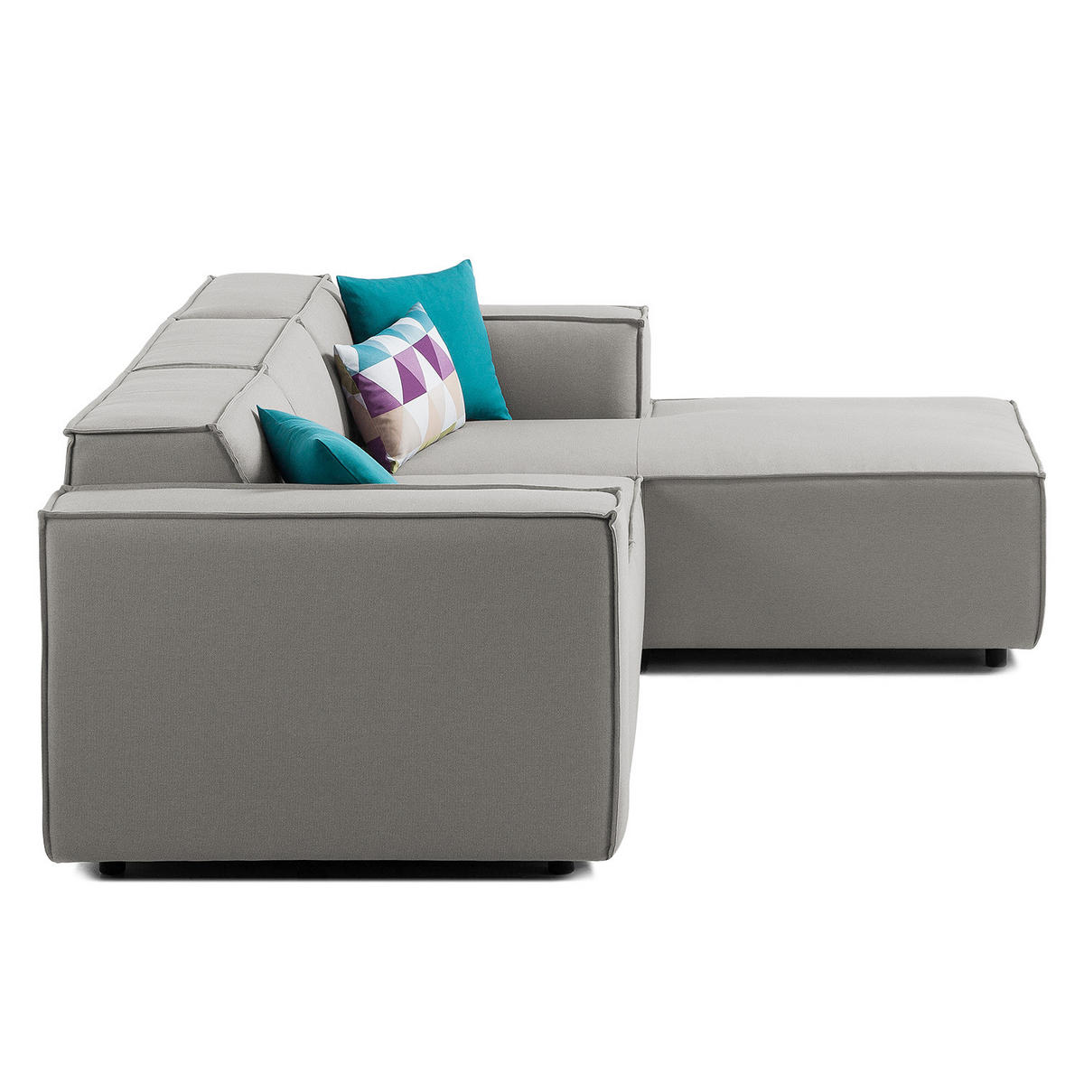 ECKSOFA mit Longchair - Graubraun/Schwarz, Kunststoff/Textil (260/177cm) - home24