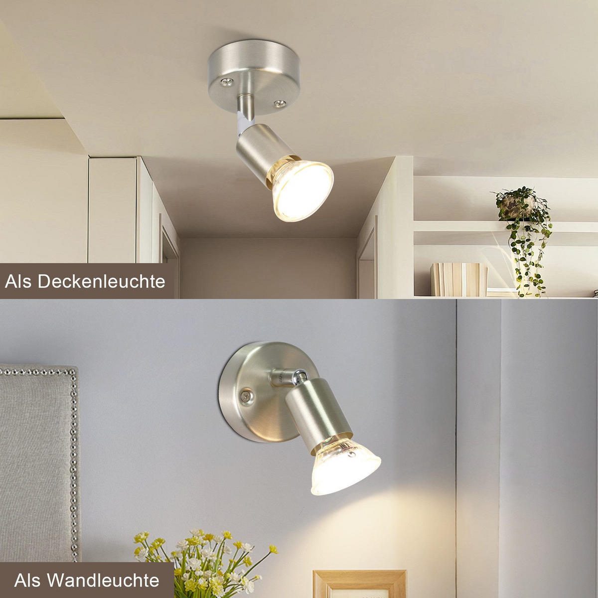 DECKENLEUCHTE Luttrel 14/10/7cm - Silberfarben, Metall (14/10/7cm) - Nettlife