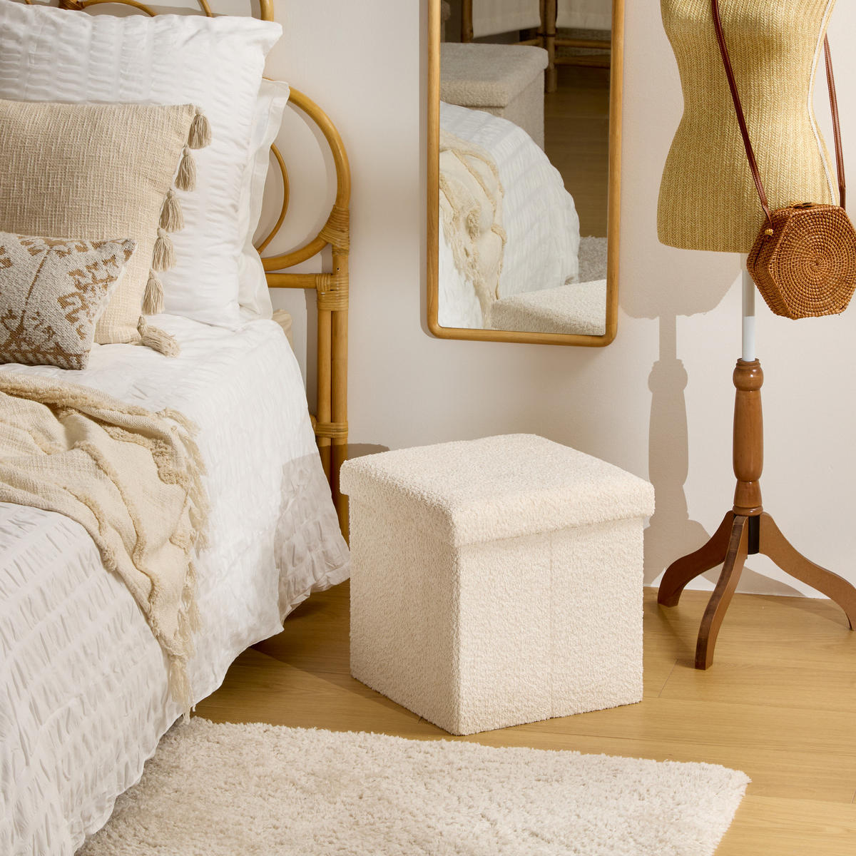 POUF Soana 38/38/38 cm - Weiß, Holzwerkstoff (38/38/38cm) - Atmosphera Createur d´interieur