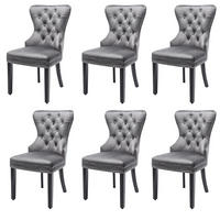 ESSZIMMERSTUHL 6er Set Samt Grau Metallbeine Eichenbeine - Grau, Textil (63/95/50cm) - FLIEKS