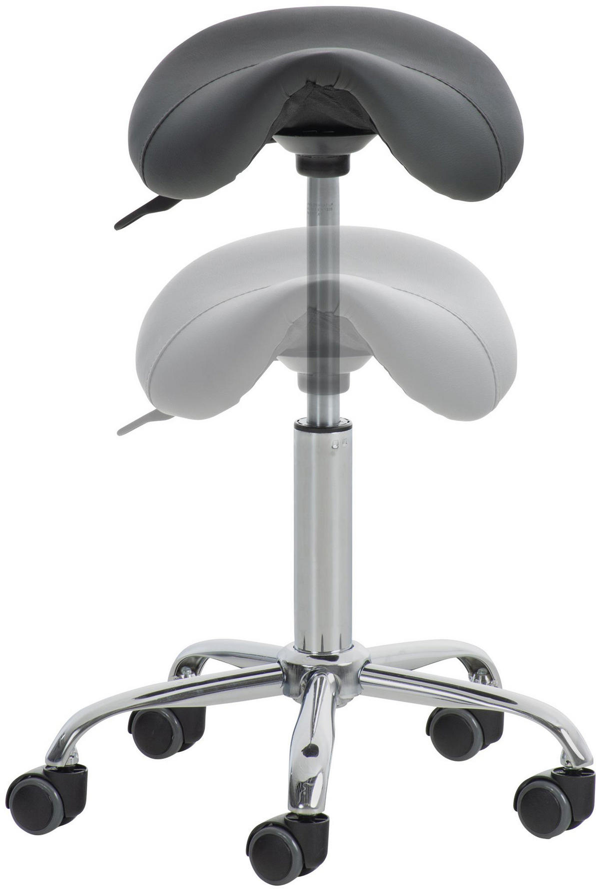 HOCKER 2er Set Lederlook grau - Grau, Textil/Metall (46/53/46cm) - CLP