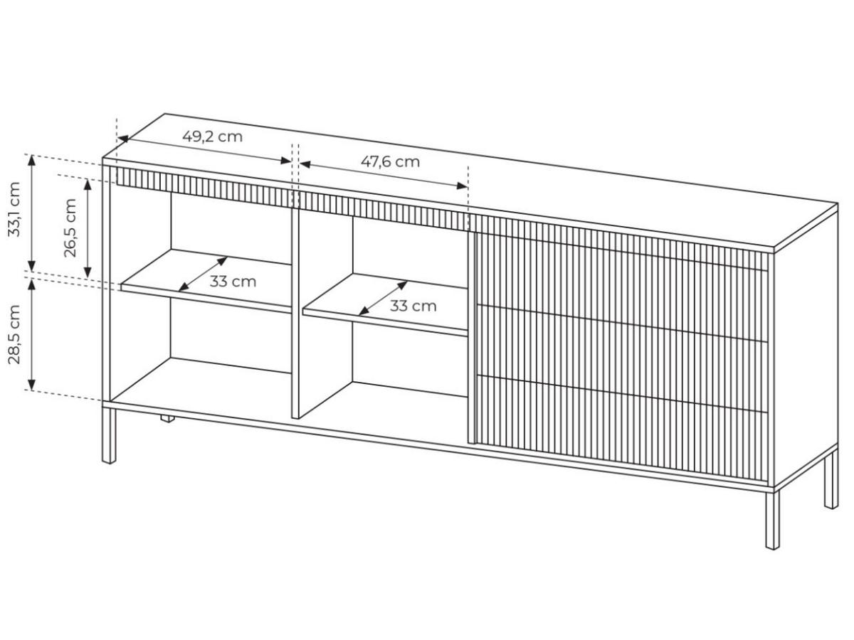 KOMMODE Schwarz 187/82/40 cm Sorano - Schwarz, Naturmaterialien/Metall (187/82/40cm) - Graingold