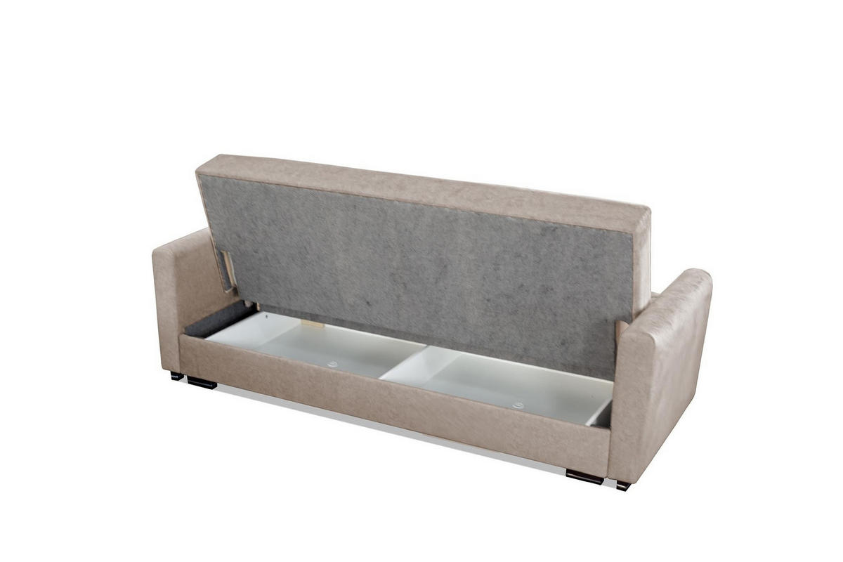 SOFA Vera Grau, mit Schlaffunktion und Bettzeugablage - Grau, Holzwerkstoff (227/95/100cm) - Bettso