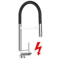 NIEDERDRUCK-VORFENSTER-KÜCHENARMATUR, Umklappbar 6 CM, Verchromt und Schwarz, 2-Strahl-Brause - Schwarz, Metall (21.3/48.2/21.3cm) - VIZIO