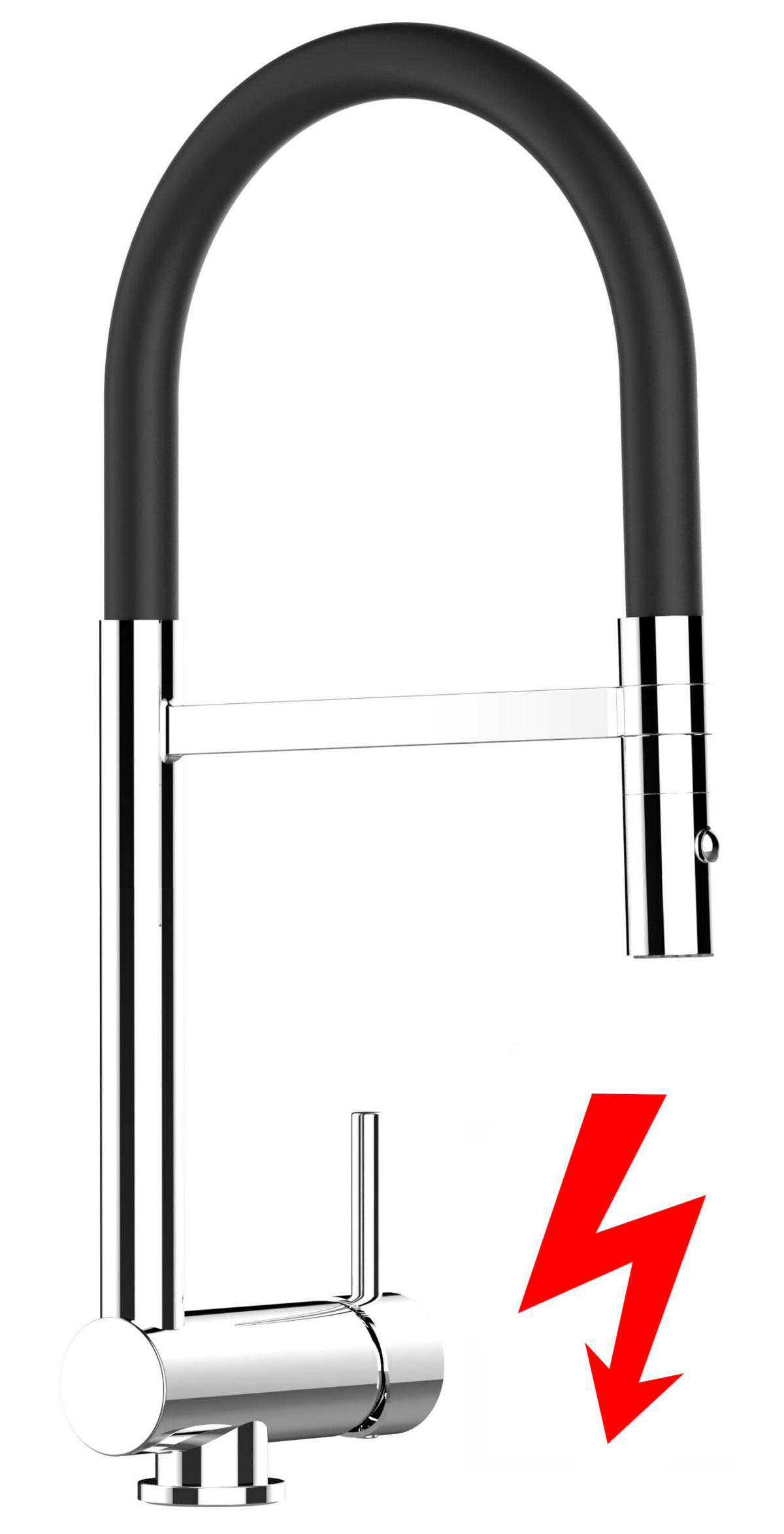 NIEDERDRUCK-VORFENSTER-KÜCHENARMATUR, Umklappbar 6 CM, Verchromt und Schwarz, 2-Strahl-Brause - Schwarz, Metall (21.3/48.2/21.3cm) - VIZIO