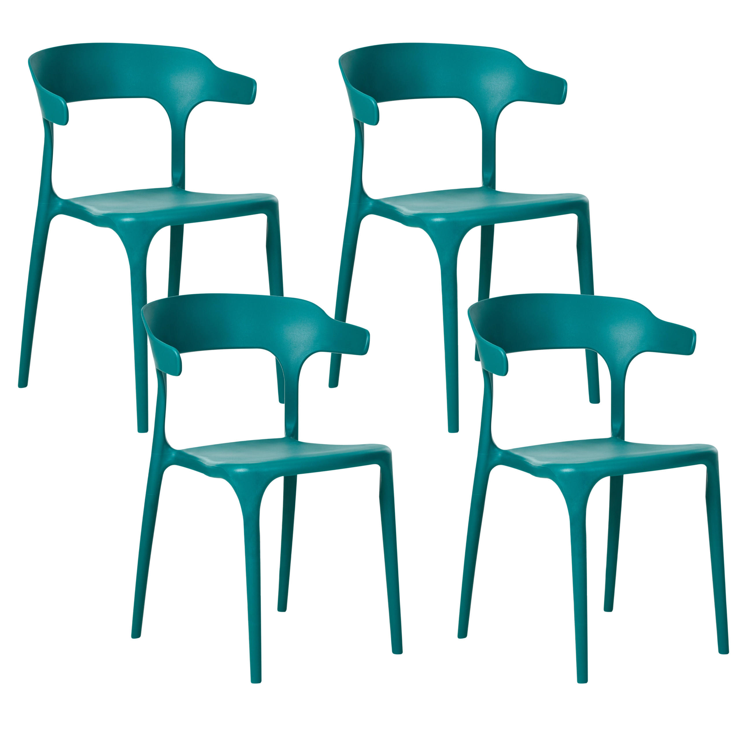 GARTENSTUHL 4er-Set Blaugrün Gubbio - Jadegrün, Kunststoff (50/76/49cm) - Beliani