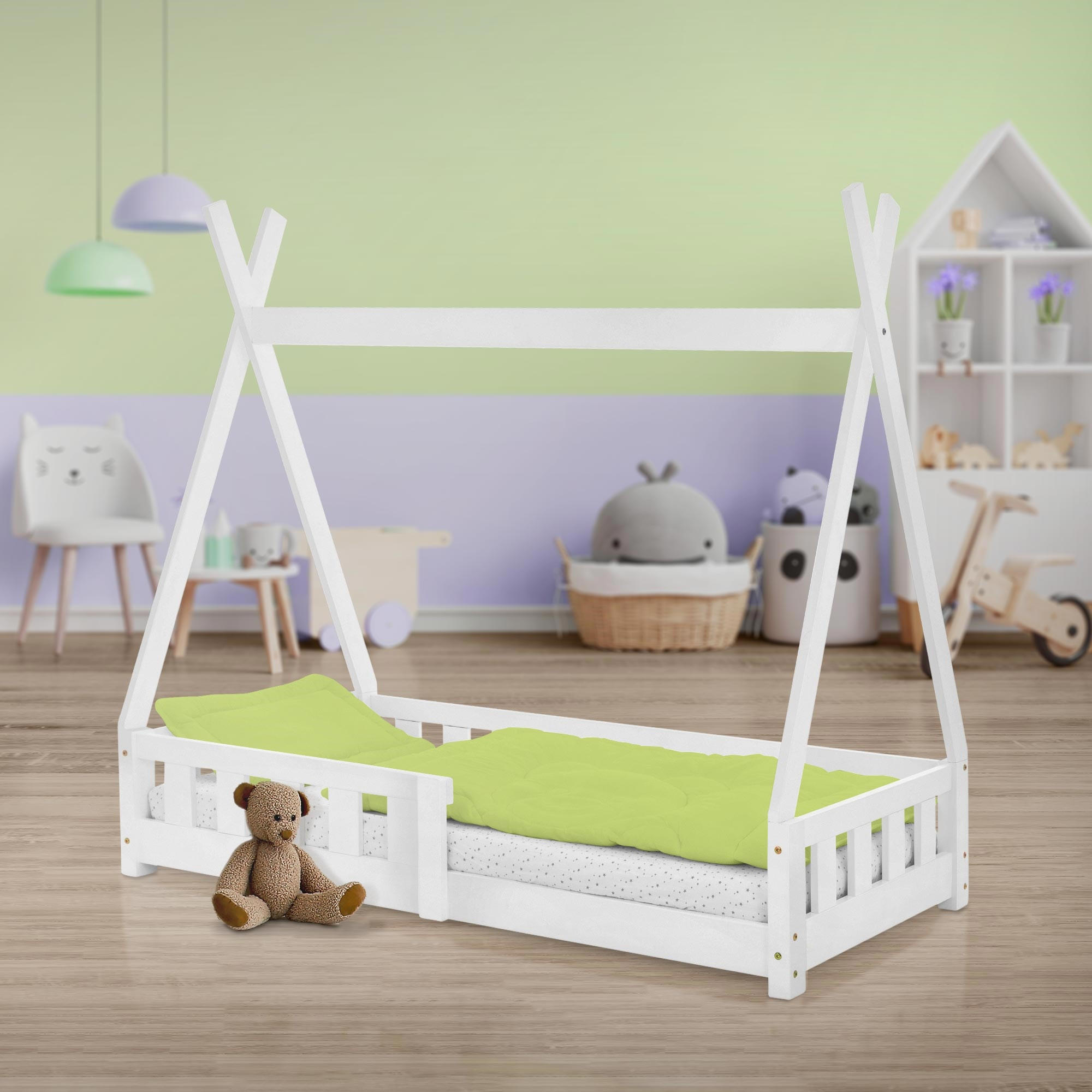 KINDERBETT Tipi 70x140 cm Weiß - Weiß, Holz (70/140cm) - ML-DESIGN