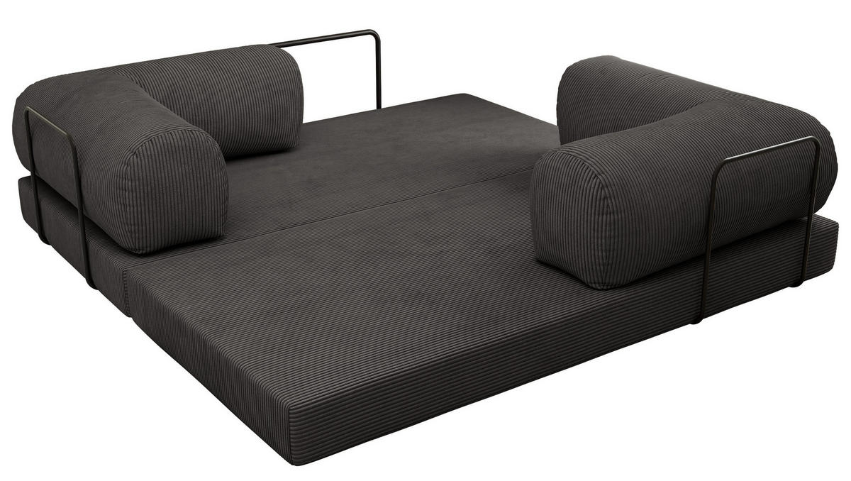 TROJMIESTNA POHOVKA ORSETTO - Tmavosivá Manšester - čierna/tmavosivá, kov/textil (200/70/100cm) - MKS