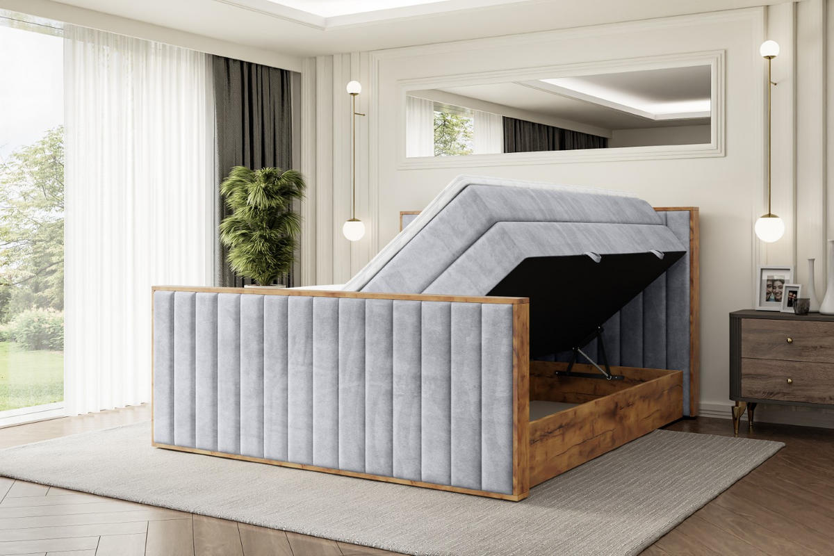 BOXSPRINGBETT mit Matratze H3|H4 und Lattenrost - LOLLI4-Z KING-140x200 - Grau Monolith - Grau, Holzwerkstoff (140/200cm) - ALTDECOR