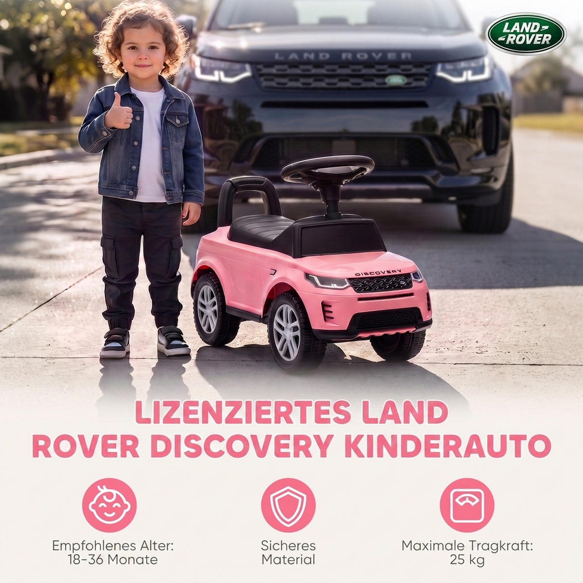KINDER-RUTSCHAUTO Kunststoff Stahl Rosa - Rosa, Kunststoff (65.5/28/42cm) - AIYAPLAY