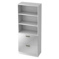 HÄNGEREGISTER Kombi - 2 Schübe 42/80/200,4 cm in Weiß/Silberfarben Streifengriff (Kunststoff) - Silberfarben/Weiß, Holzwerkstoff (80/200.4/42cm) - bümö
