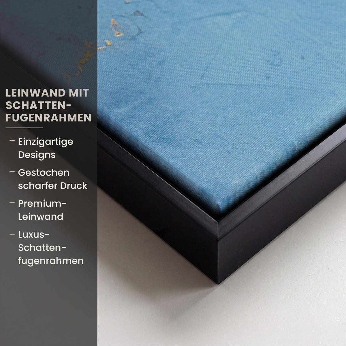 LEINWAND Bilder mit Rahmen - Kreise - Gold - Abstrakt - 90x60 - Blau, Textil (90/60cm) - MuchoWow