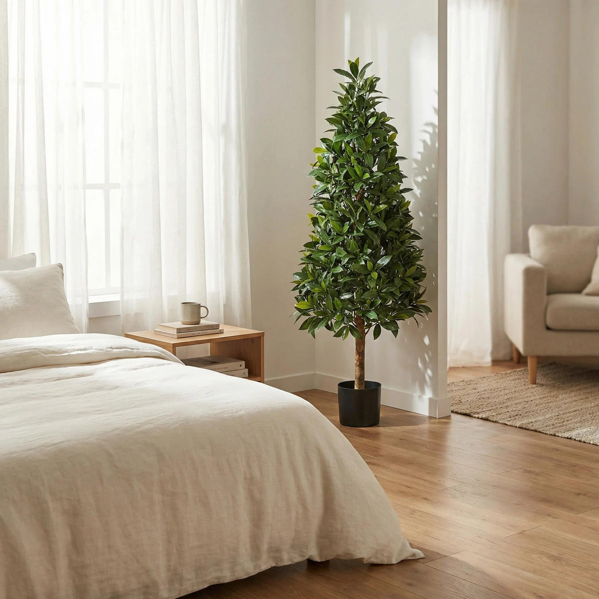 KUNSTBAUM Künstlicher Lorbeer - Tamina 140 cm - Grün, Kunststoff (140cm) - aplanta