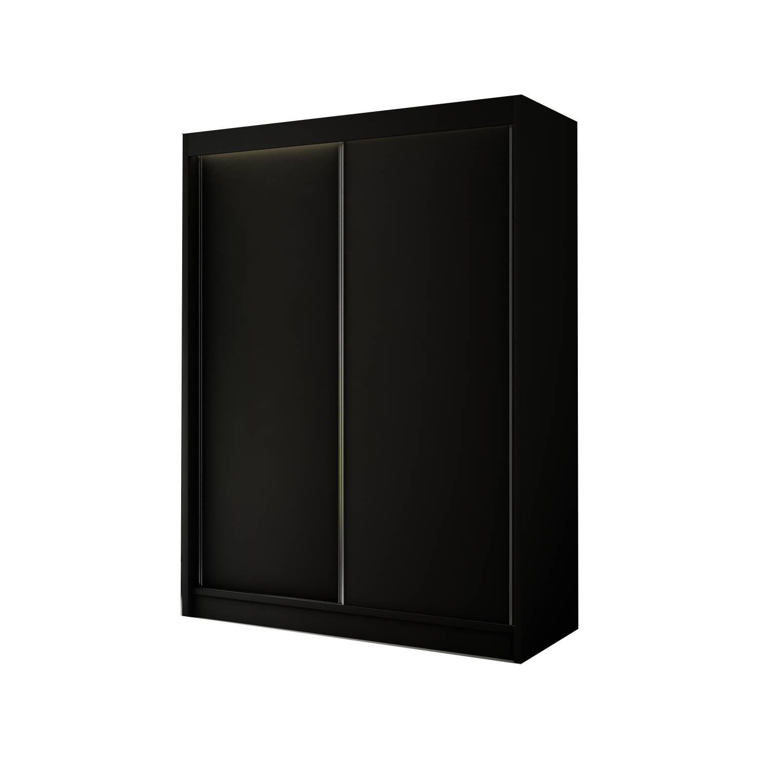 Meblini SCHIEBETÜRENSCHRANK Schwarz 200cm × 61cm × 215cm