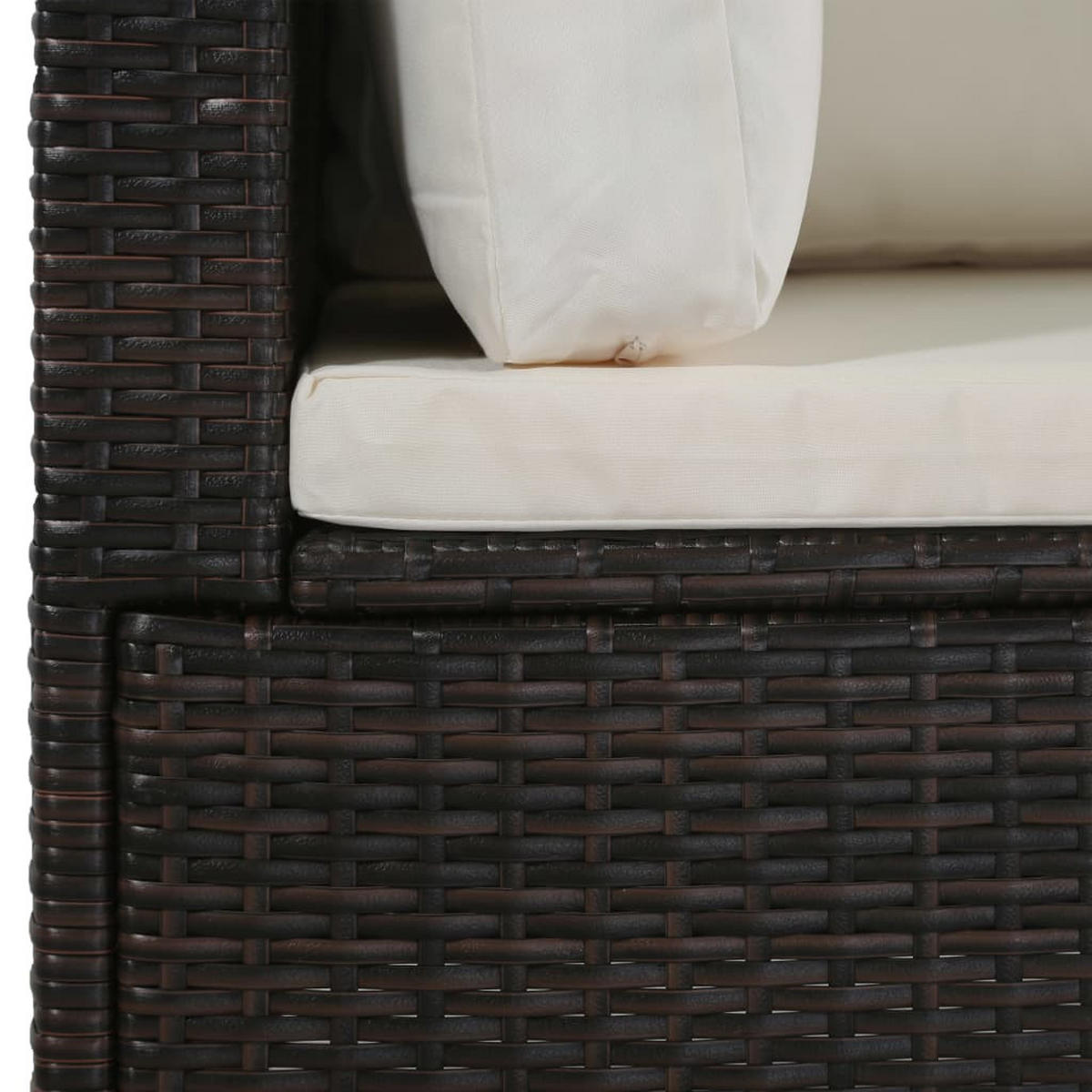GARTEN-LOUNGE-SET 4-teilig Mit Kissen Poly-Rattan Braun - Creme/Braun, Kunststoff/Textil - vidaXL