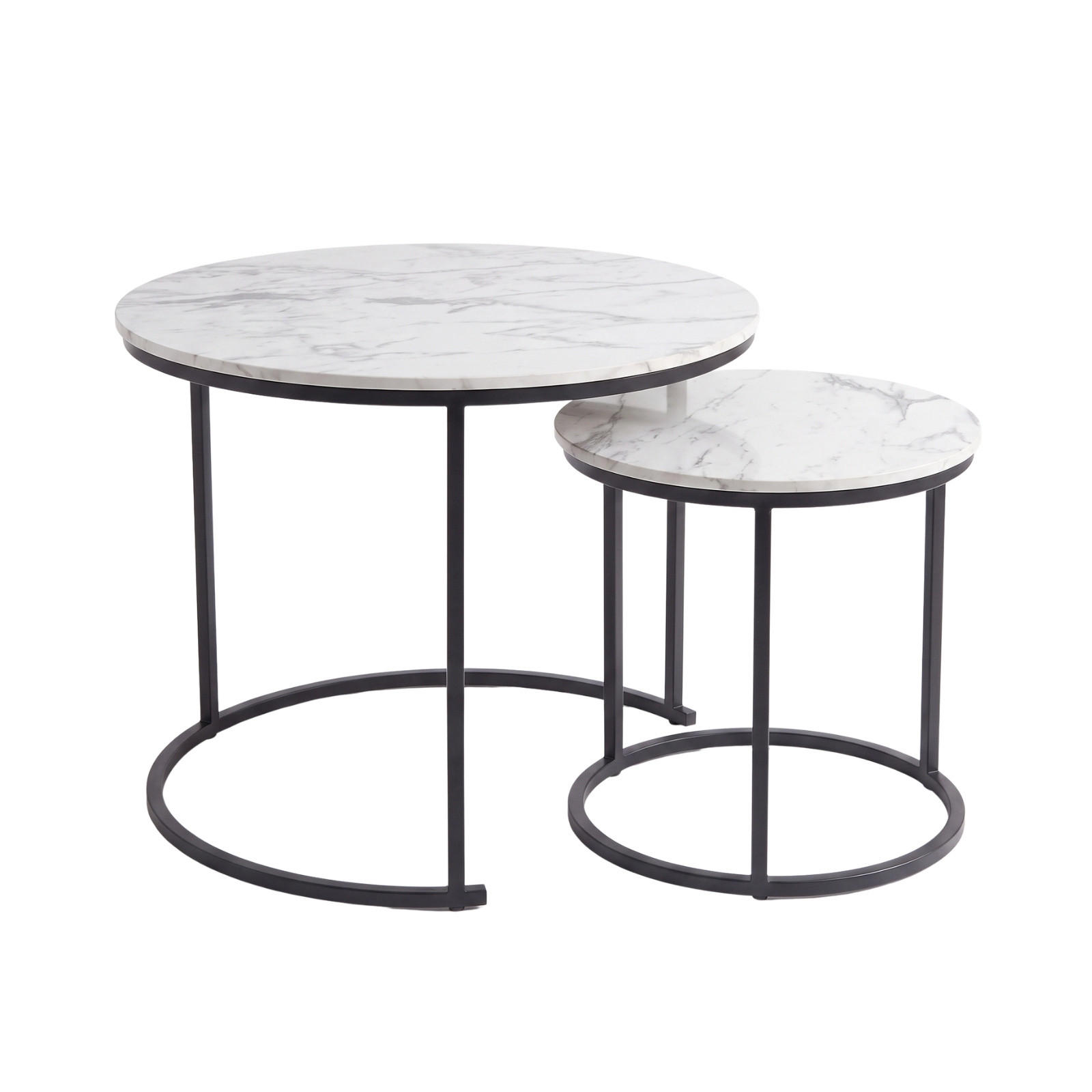 COUCHTISCH 2er-Set rund Schwarz, Weiß - Weiß, Metall (60/60/50cm) - SCENA LIVING