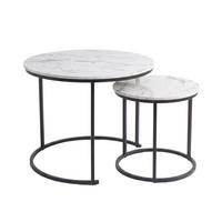 COUCHTISCH 2er-Set rund Schwarz, Weiß - Weiß, Metall (60/60/50cm) - SCENA LIVING