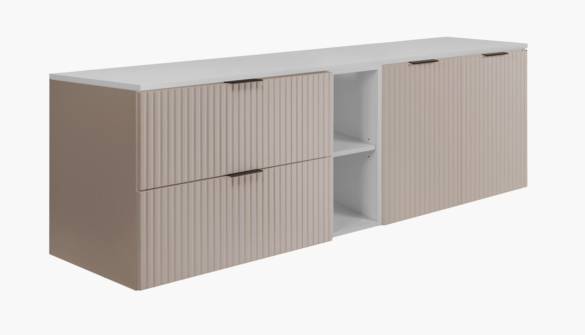 3XE Living Badezimmer-Set, Beige 180x57x46 cm