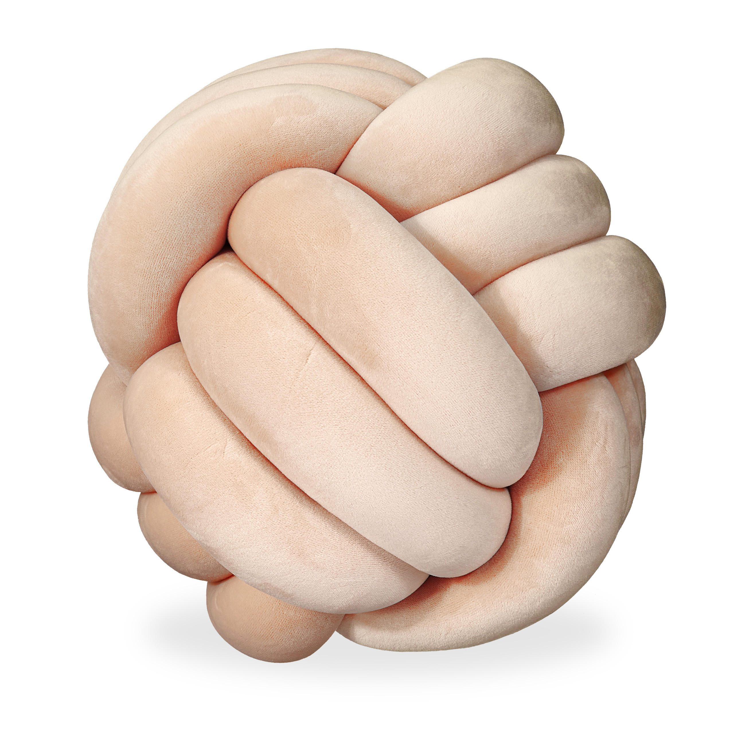KNOTENKISSEN - Beige, Textil (25/25cm) - Relaxdays