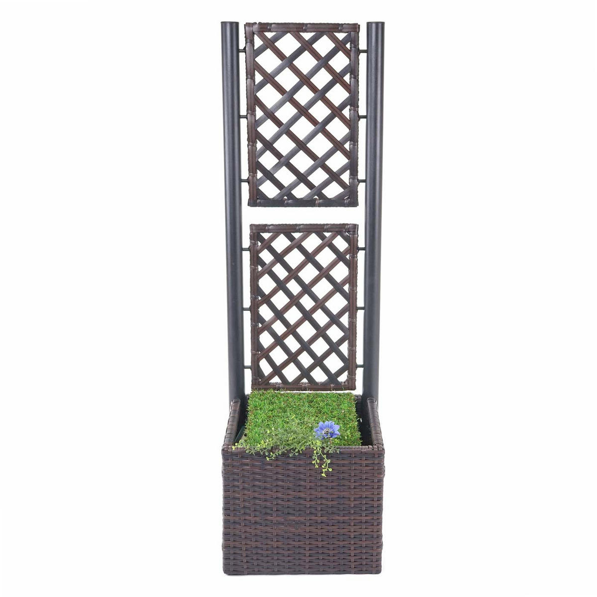 POLY-RATTAN RANKGITTER Braun, Anthrazit - Anthrazit/Braun, Kunststoff (43/142/43cm) - MCW