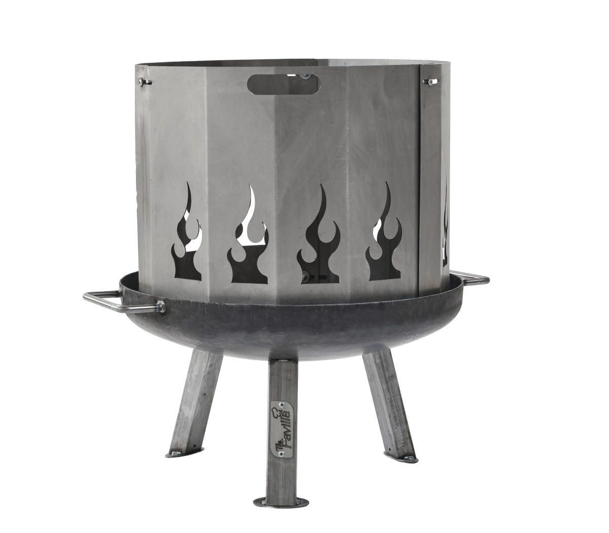 FEUERSCHALE BOMBE BASIC Ø 48 x 48 x 30 cm 8 kg aus Stahl 2,5 mm - Grau, Metall (48/30/48cm) - The Favilla