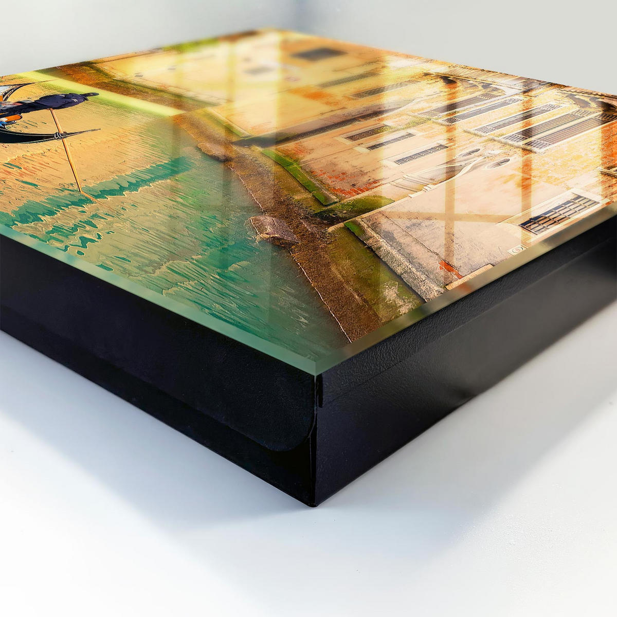 SCHLÜSSELBOX Schwarz 30x30 cm- Türöffnung nach rechts - Kanäle von Venedig - Orange, Metall (30/30/5cm) - TULUP
